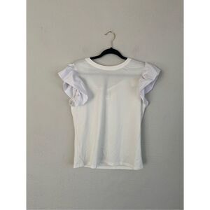 Camisa Woman Woman White Open-Back Flutter-Sleeve Blouse, Size XL